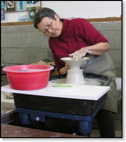 Judi Dyelle throwing a bowl.