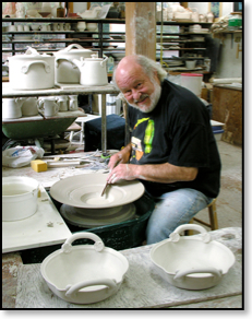 Robin Hopper throwing a pot.